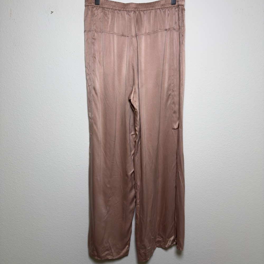 Lunya Women 100% SILK Wide Leg Pants Medium Side Slit Pull On Lounge Sleepwear - Picture 3 of 10